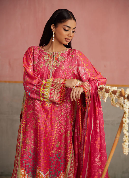 Selin Crimson Shirt And Dupatta