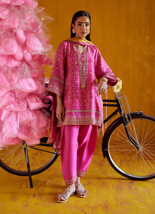 Nazli Hot Pink Shirt And Dupatta