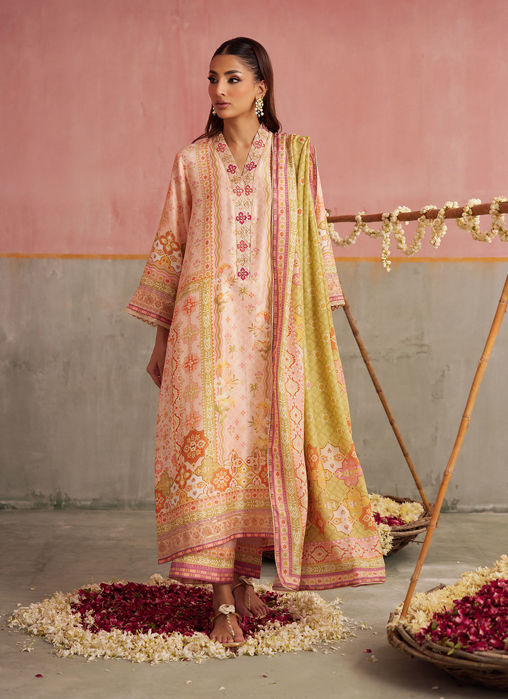 Eda Apricot Shirt And Dupatta