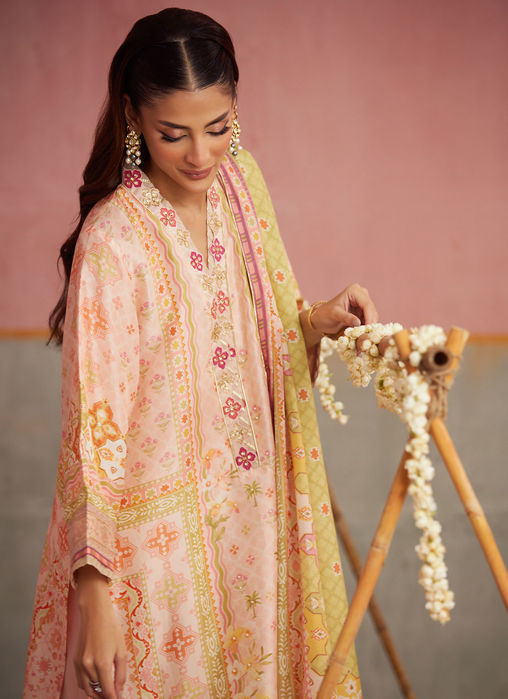 Eda Apricot Shirt And Dupatta