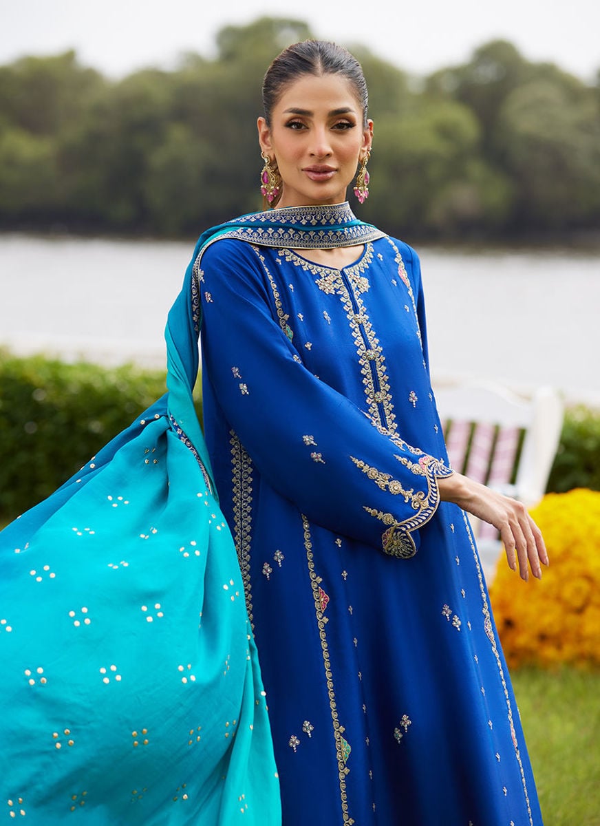 Opal Blue Shirt And Dupatta