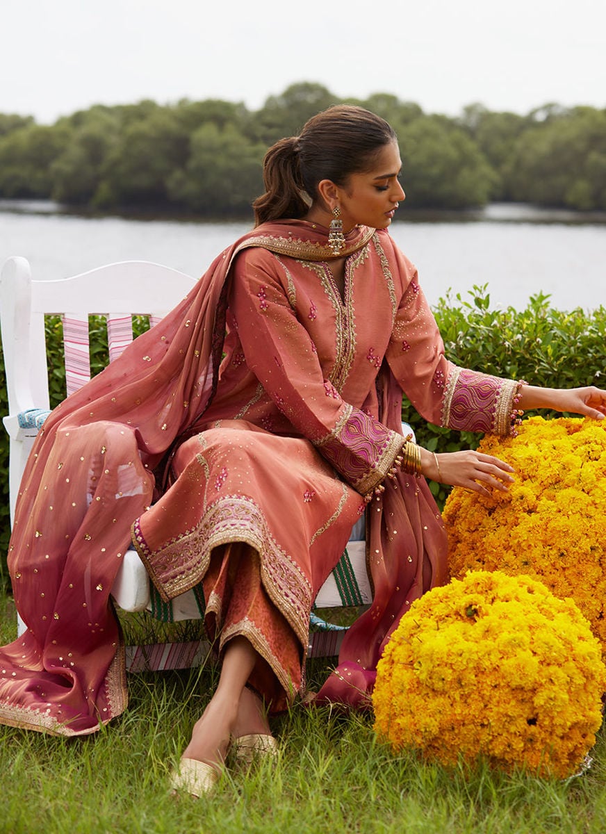 Rivaaz Coral Shirt And Dupatta
