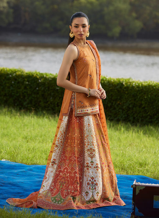 Sitar Saffron Shirt And Dupatta