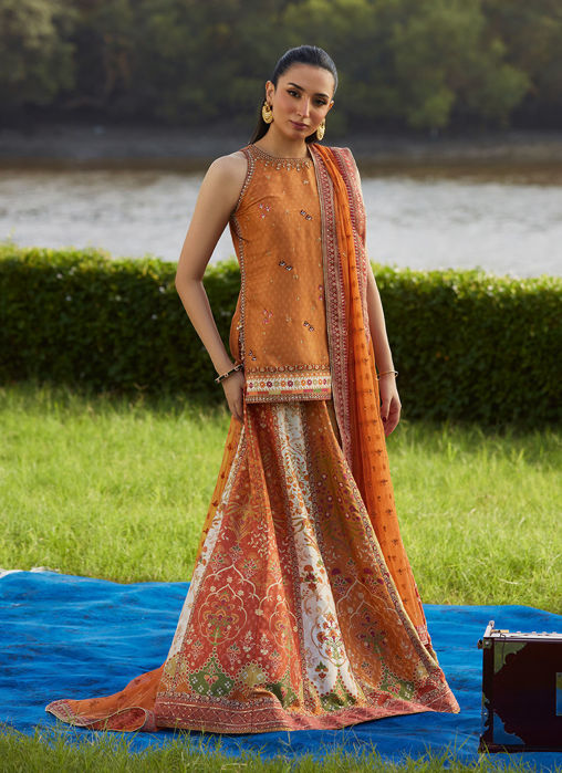 Sitar Saffron Shirt And Dupatta