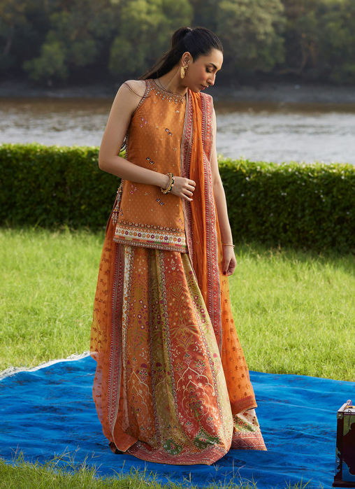 Sitar Saffron Shirt And Dupatta