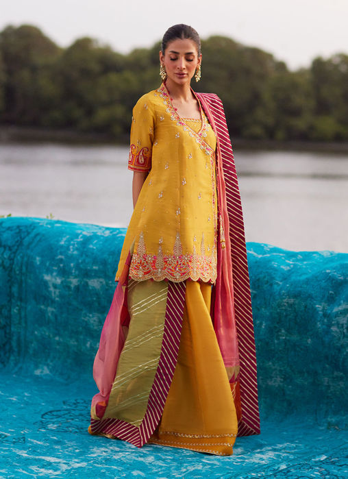Henna Saffron Angharkha And Dupatta
