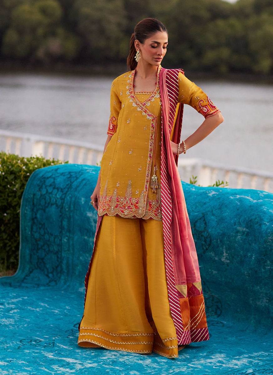 Henna Saffron Angharkha And Dupatta