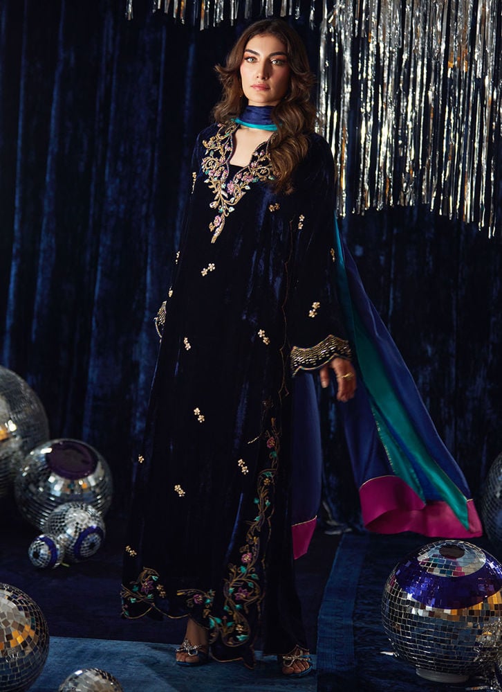 Valeh Navy Shirt And Dupatta for women from farahtalibaziz