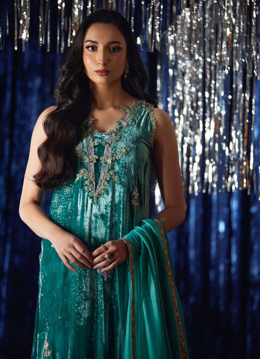 Ansy Aqua Shirt And Dupatta