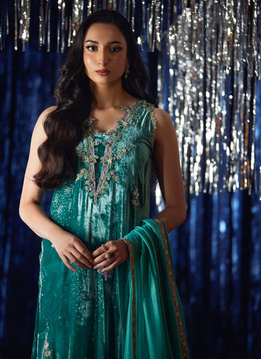 Ansy Aqua Shirt And Dupatta