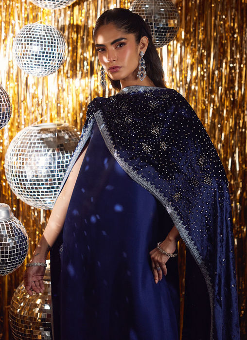 Elyra Velvet Shirt And Pre-Draped dupatta