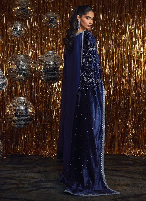 Elyra Velvet Shirt And Pre-Draped dupatta