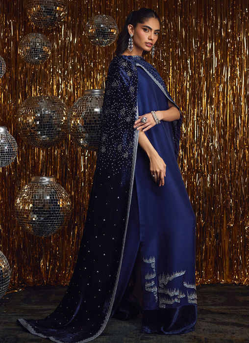 Elyra Velvet Shirt And Pre-Draped dupatta