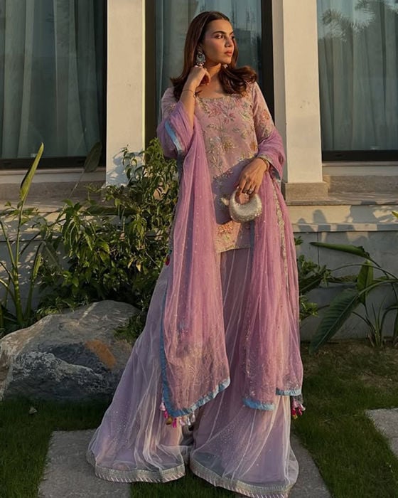 Ezlyn French Blue Short Shirt And Dhaka