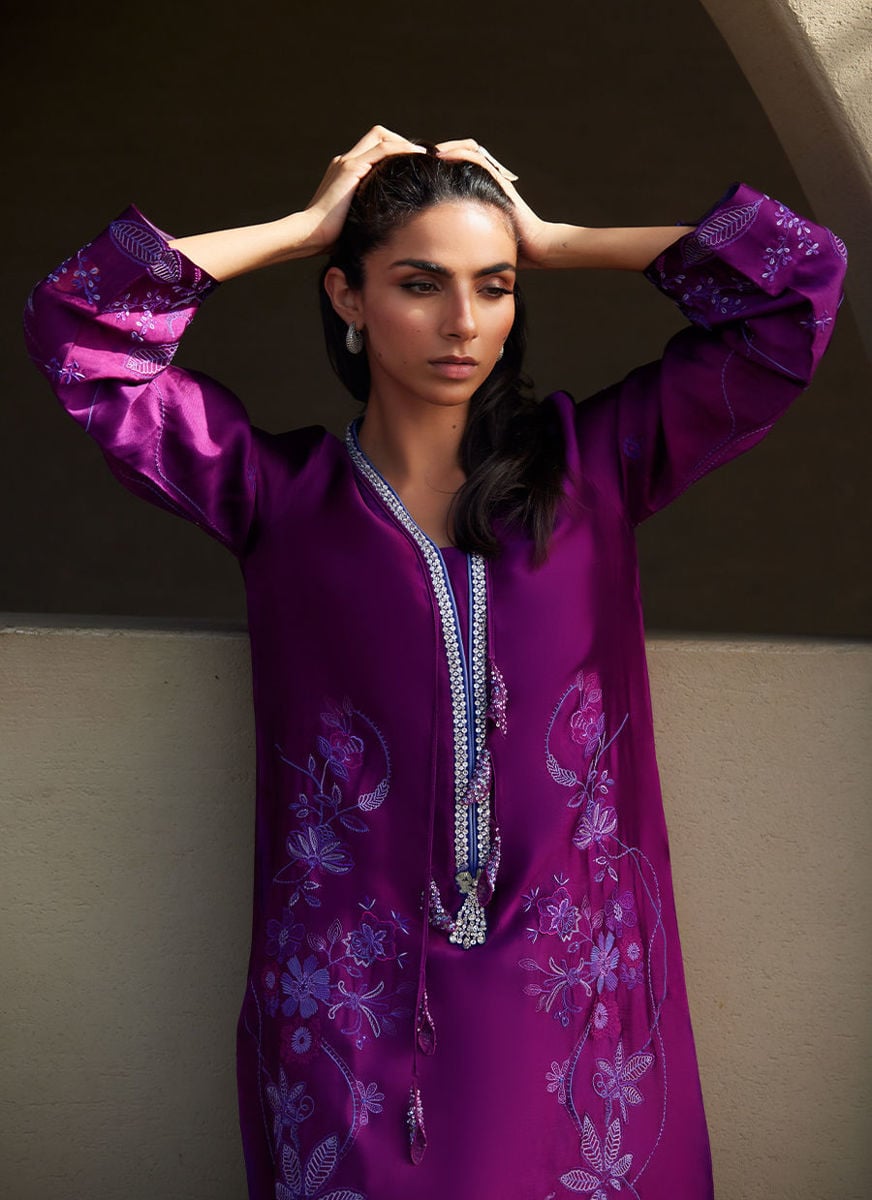 Gilly Grape Silk Kaftan