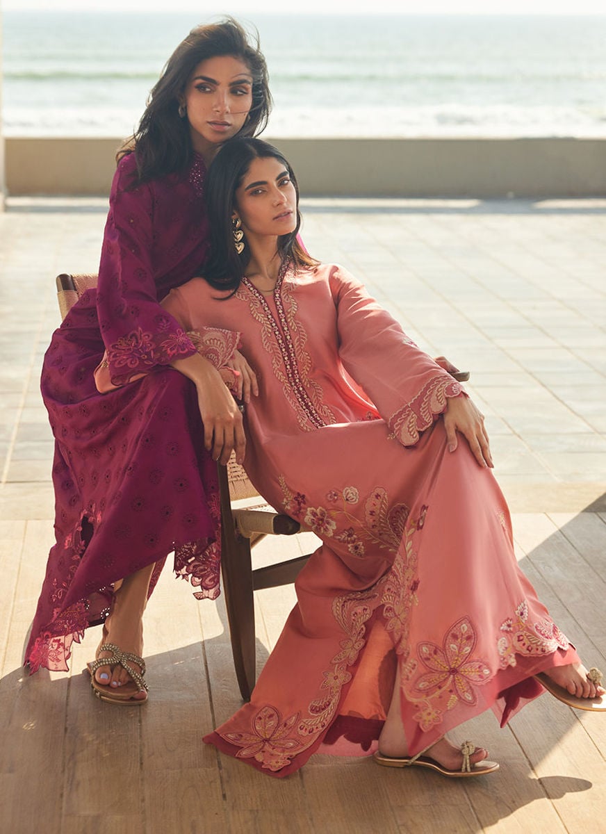 Nami Coral Silk Kaftan