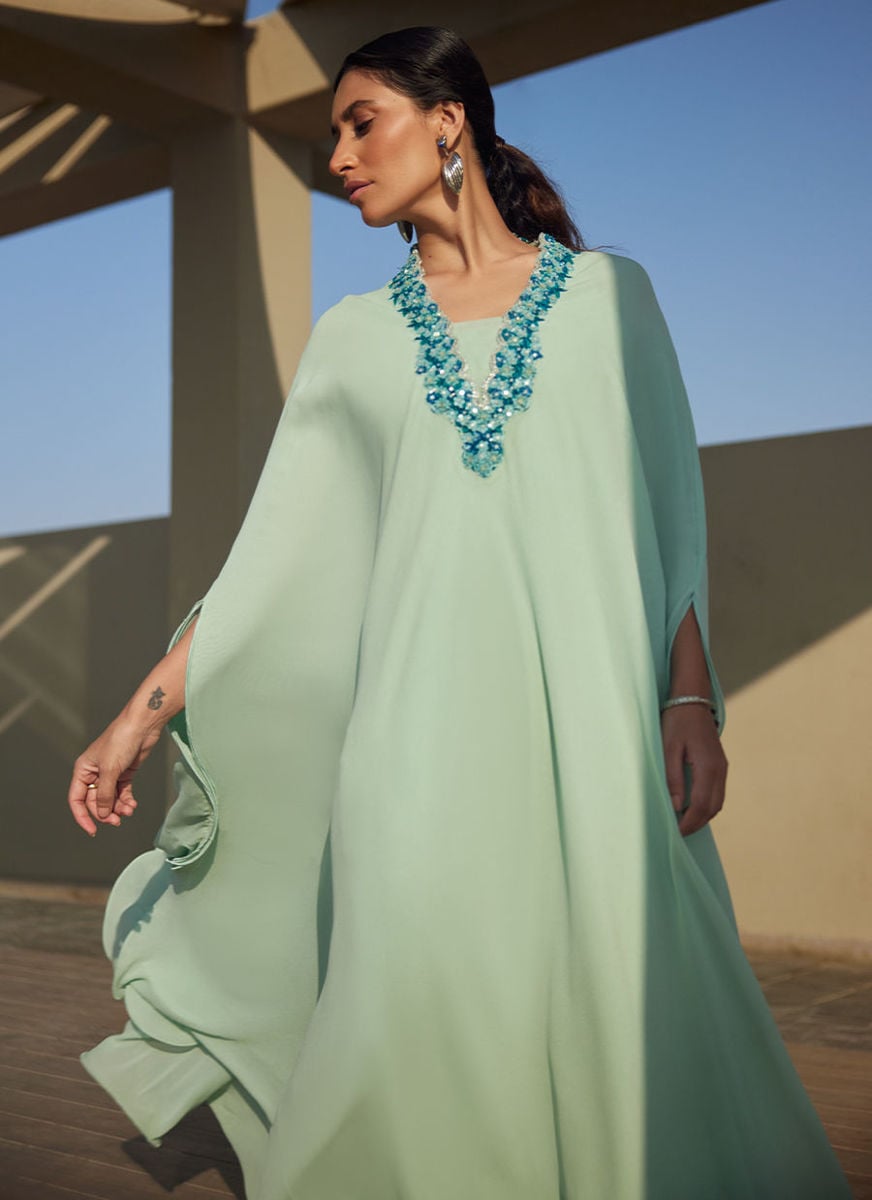 Nika Iceblue Chiffon Kaftan