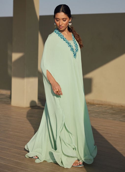 Nika Iceblue Chiffon Kaftan