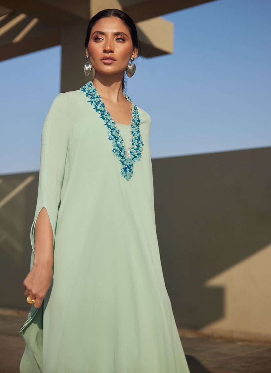 Nika Iceblue Chiffon Kaftan