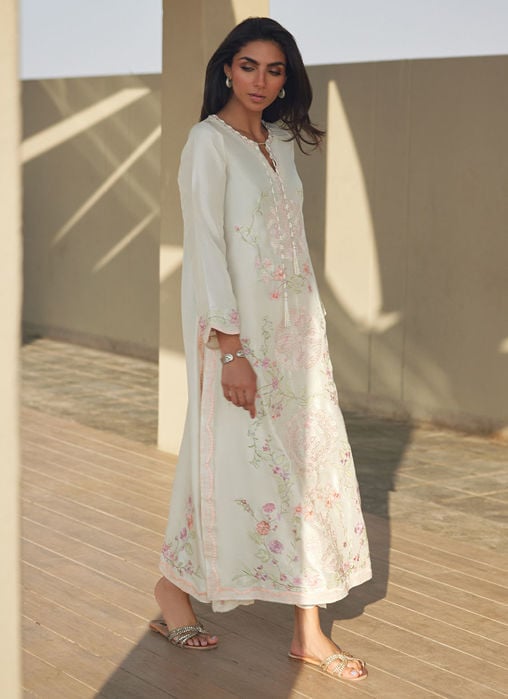 Coraline Ivory Silk Kaftan