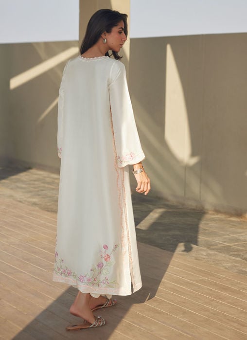 Coraline Ivory Silk Kaftan