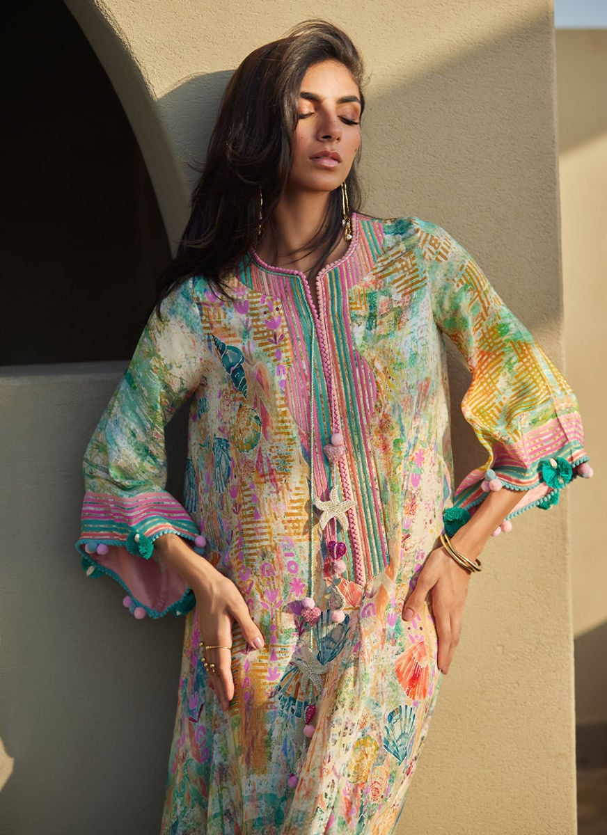 Riviera Rose Crepe Kaftan