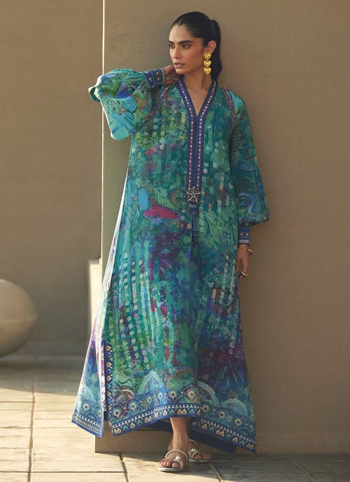 Tulum Blue Crepe Kaftan
