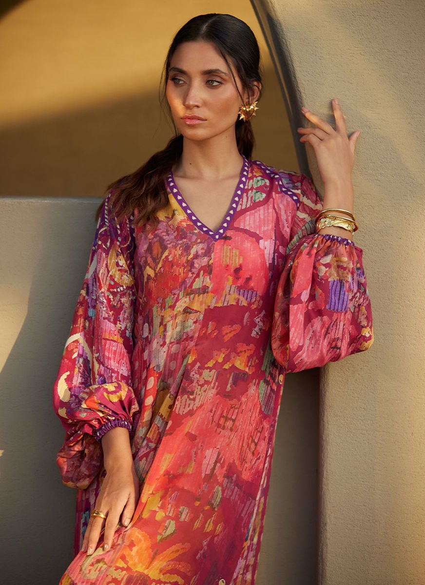 Mischa Magenta Crepe Kaftan