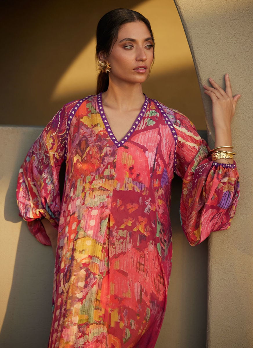 Mischa Magenta Crepe Kaftan