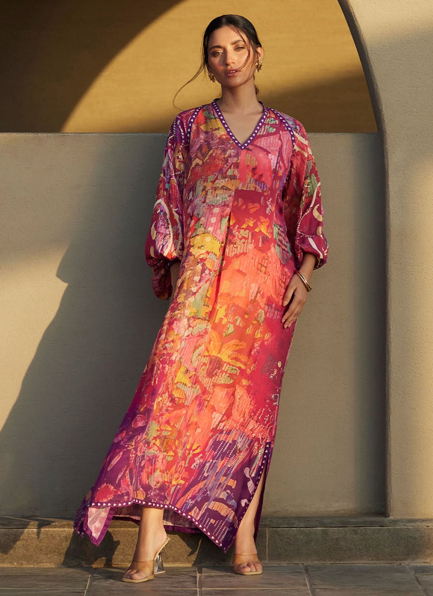 Mischa Magenta Crepe Kaftan