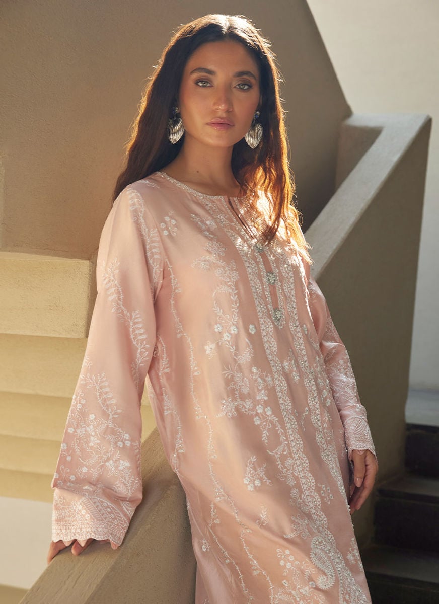 Nami Pale Pink Silk Kaftan