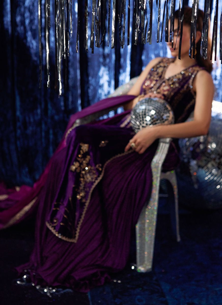 Amima Aubergine Shirt And Dupatta with pants