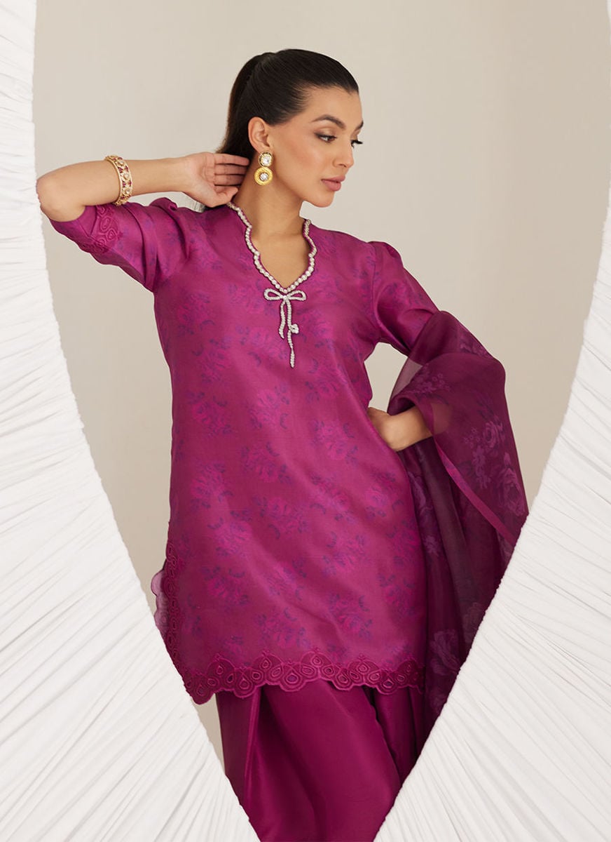 Sev Magenta Shirt And Dupatta