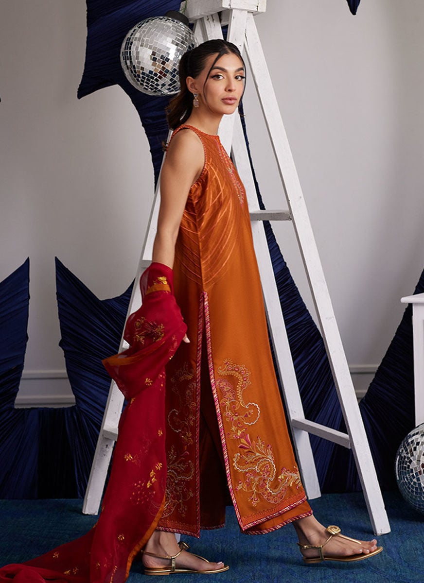 Zadie Burnt Orange Shirt Dupatta