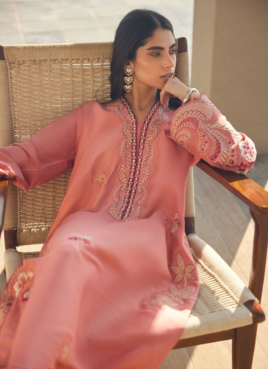 Nami Coral Silk Kaftan