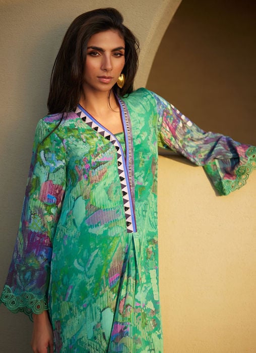 Ariel Emerald Crepe Kaftan