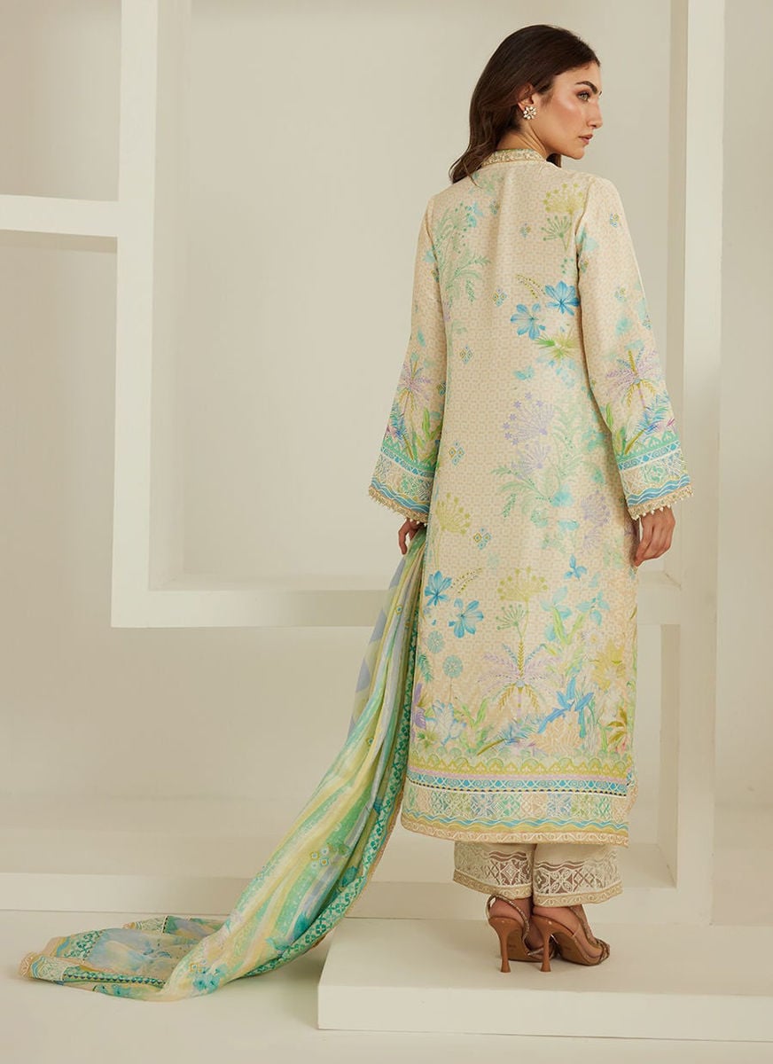 Palm Ivory Shirt And Dupatta