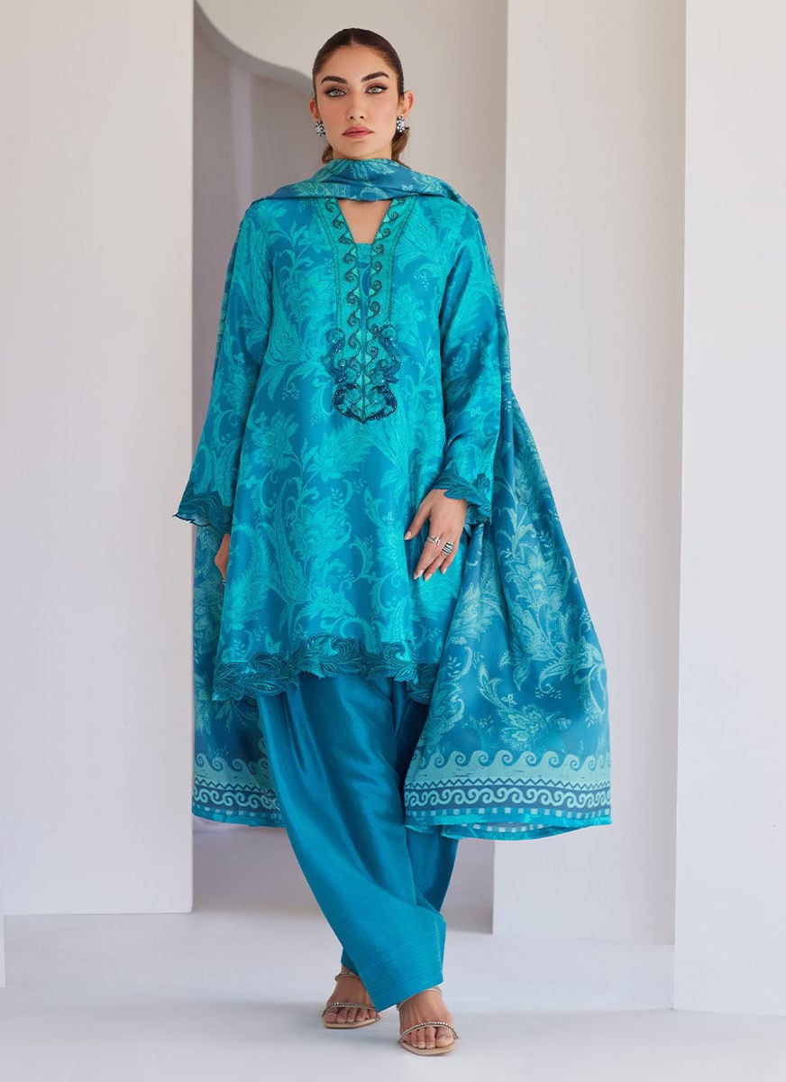 Luna Green Shirt And Dupatta Pants