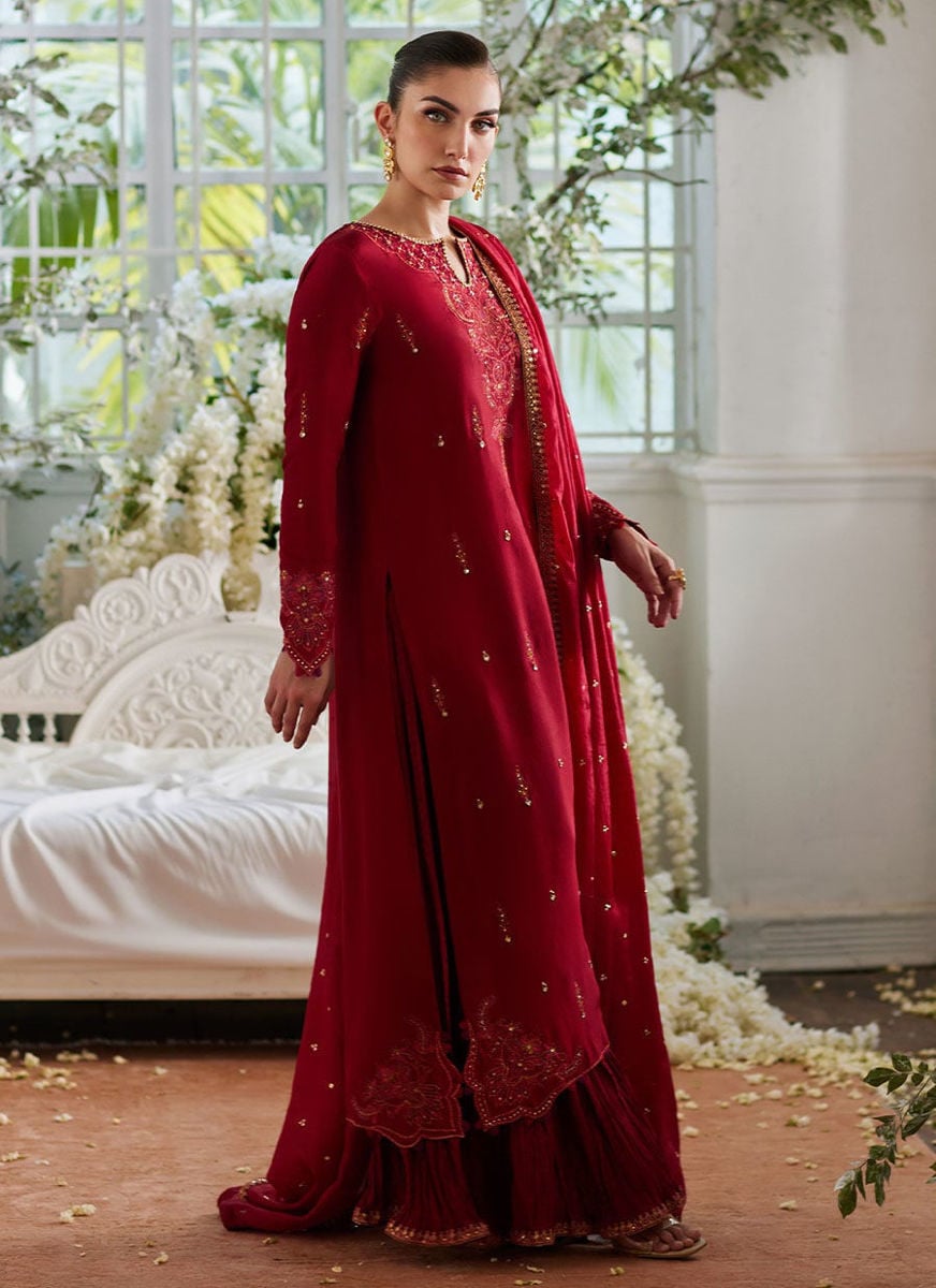 Ediz Scarlet Shirt And Dupatta