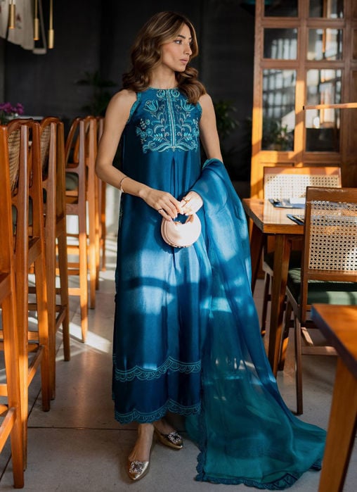 Skylar Teal Shirt And Dupatta