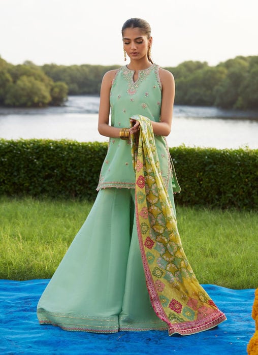 Cascade Mint Shirt And Dupatta