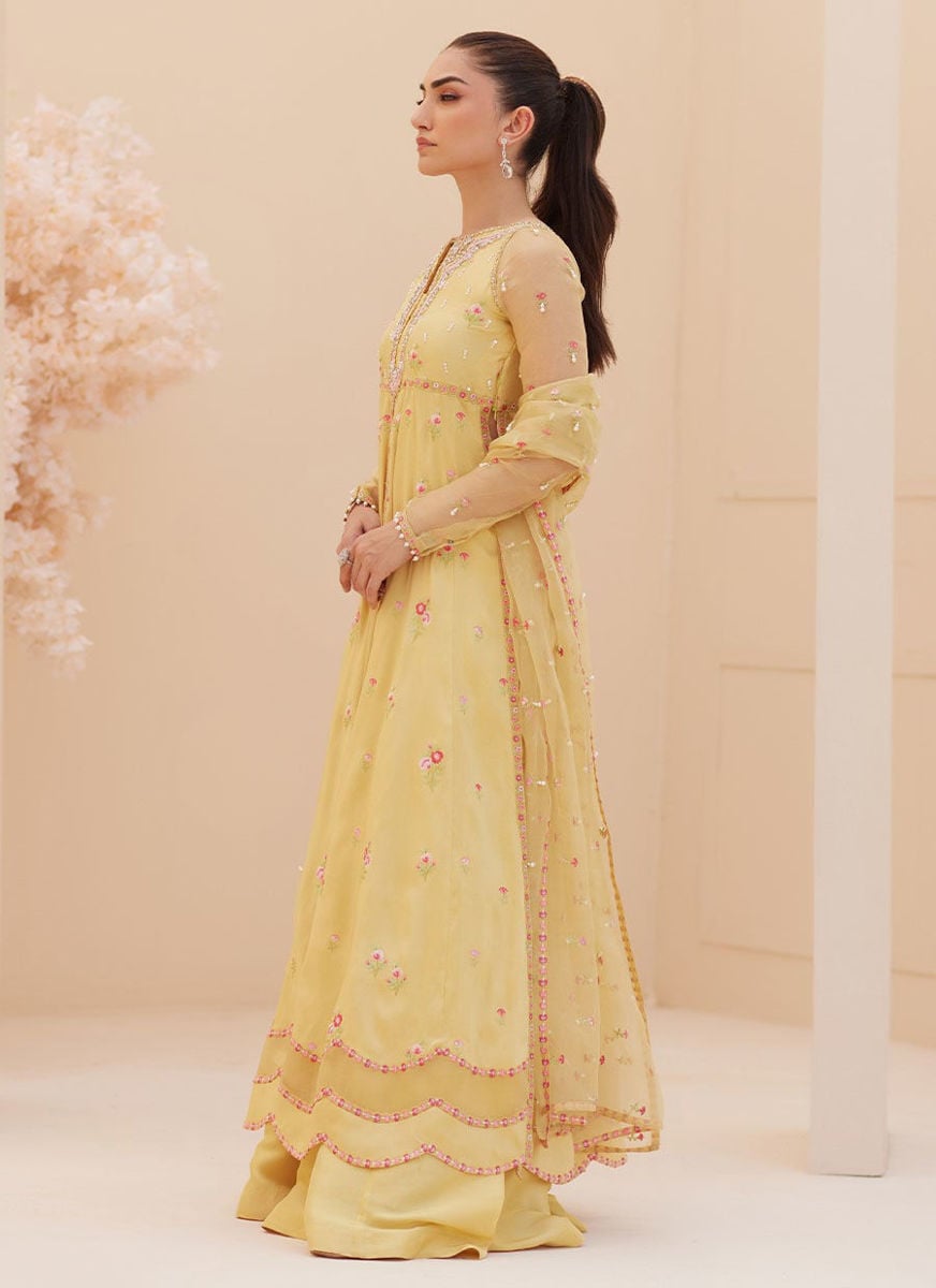 Buttercup Silk Kalidaar And Dupatta
