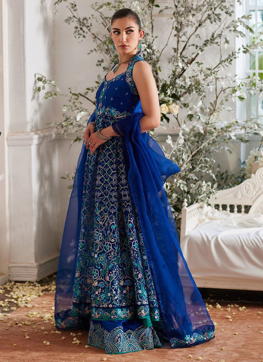 Nuwara Ink Blue Kalidaar And Dupatta