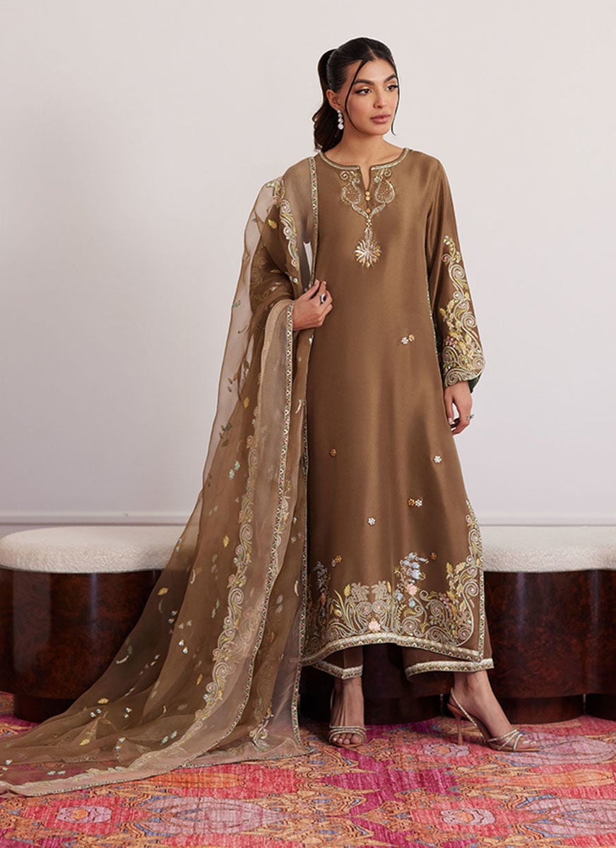 Thea Latte Shirt And Dupatta with pants