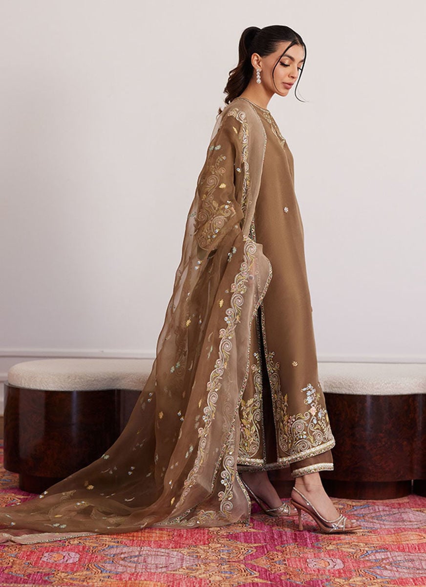 Thea Latte Shirt And Dupatta with pants