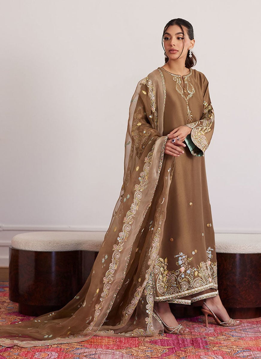 Thea Latte Shirt And Dupatta with pants