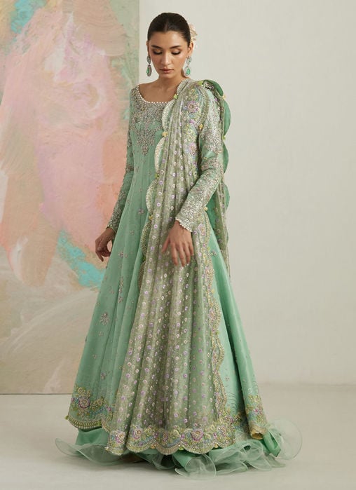 Kels Mint Hues Kalidaar And Lehnga