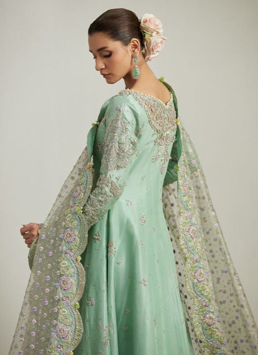Kels Mint Hues Kalidaar And Lehnga