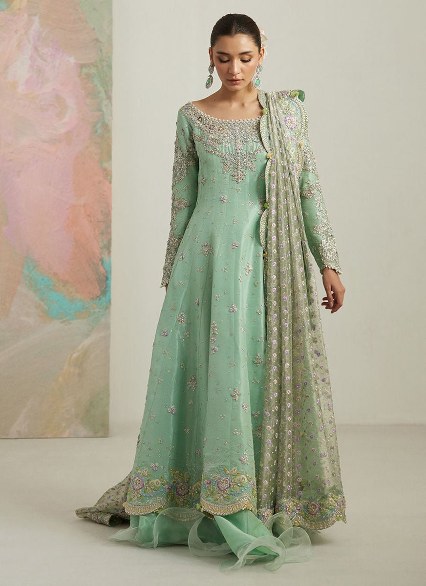 Kels Mint Hues Kalidaar And Lehnga
