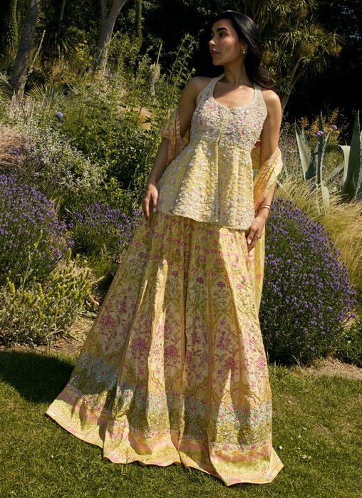 Jamaya Peplum With Printed Lehenga
